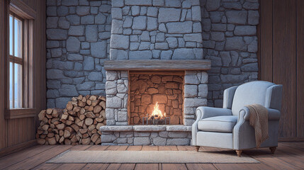 Cozy Rustic Living Room with Fireplace