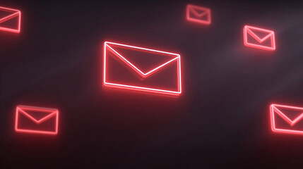 Neon Red Email Symbols