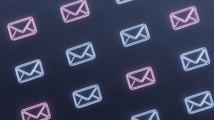 Neon Email Symbols Pattern Graphic Design