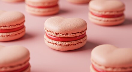 Obraz premium Pink macarons close up