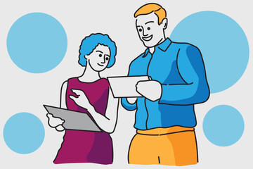  business people working, with office supplies around