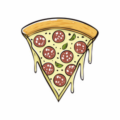 Delicious Slice of Pepperoni Pizza Illustration with Melting Cheese