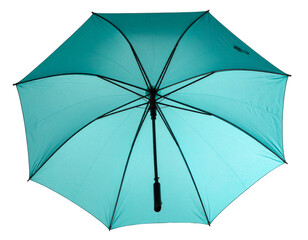 Turquoise Umbrella Fully Open, Front View, isolated on transparent background PNG