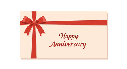 Elegant Happy Anniversary Gift Card with Red Ribbon Bow for Celebrations and Special Occasions, Ideal for Greeting Card Designs and Anniversary-Themed Marketing Campaigns