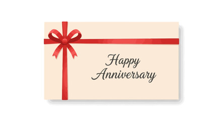 Elegant Anniversary Card Design with Red Ribbon and Bow, Perfect for Celebrating Milestones and Expressing Love and Affection for Special Occasions.