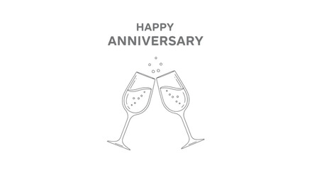 Elegant Anniversary Toast Illustration with Minimalist Design and Celebratory Theme for Cards, Invitations, and Event Decorations