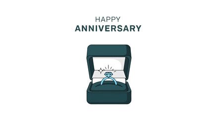 Elegant Anniversary Greeting Card Featuring a Diamond Ring in a Teal Box, Perfect for Celebrating Milestones and Special Occasions