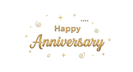 Elegant Gold Happy Anniversary Design on White Background for Cards, Invitations, and Celebration Banners, Suitable for Greeting Card Designs, Event Graphics, and Website Headers.