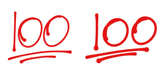 100 logo design. Hand-drawn 100 number symbol. Brush strokes of 100.