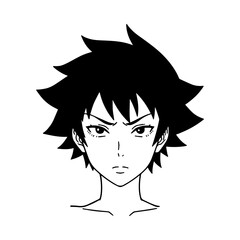 Black and white hot anime character line art illustration, stylish minimal outline drawing in clean style
