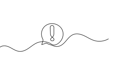 Obraz premium Minimalist continuous one line drawing of danger sign simple outline isolated vector illustration 