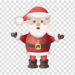 Cute digital illustration of Santa Claus in classic red suit with fur trim, perfect for Christmas and New Year holiday designs, festive greetings, and seasonal celebration projects.
