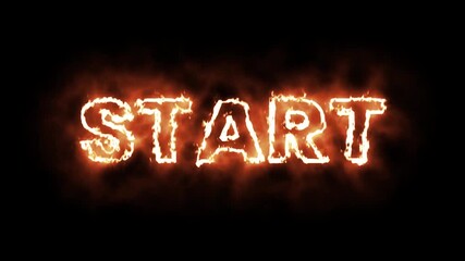 burning fire sign start typography. start animation.Glowing neon sign. - Powered by Adobe