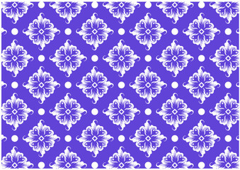 Elegant Floral Pattern with Decorative Elements on Violet Background