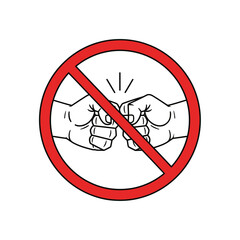 No fist bump symbol illustration depicting social distancing and avoiding physical contact to prevent the spread of germs and illness