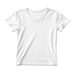 A plain white tshirt, isolated on transparent background, showcasing its simple design and fabric texture, perfect for mockups and design templates