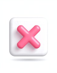 Obraz premium A 3D rendered pink 'X' inside a white square