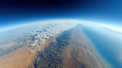High-Quality Panoramic Aerial View of Earths Surface Beneath Ozone Layer for Eco-Friendly Environmental Marketing and Modern Corporate Sustainability Campaigns