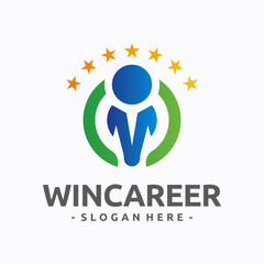 Success people logo template design. Leadership logo concept. Healthy life vector illustration.