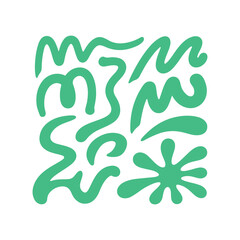 Abstract green doodle line vector pattern. Creative hand drawn squiggle shapes for background, poster, banner, wallpaper, textile, packaging, branding, modern artistic seamless design