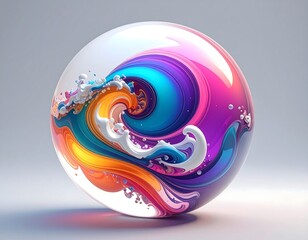 Abstract sphere with swirling colors