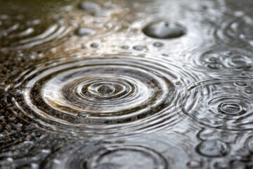 Premium Close-Up Raindrops and Ripples on Water Surface Authentic Nature Reflection for Mindful Lifestyle and Seasonal Marketing Content