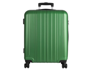 Top-Down View of Green Suitcase, Flat Lay, isolated on transparent background PNG