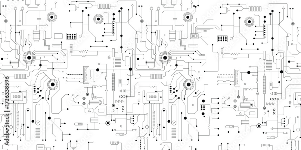 Wall mural high tech technology geometric and connection system background with digital data abstract. vector e