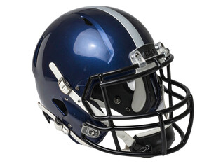Fototapeta premium Top-Down View of Glossy Football Helmet with Open Chin Strap, isolated on transparent background PNG