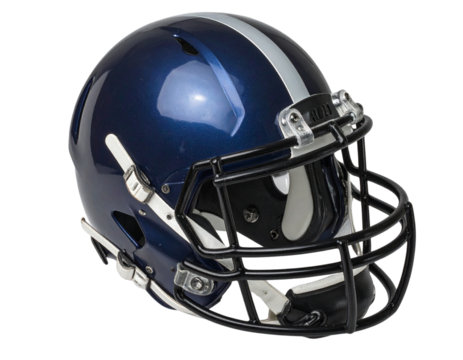Top-Down View of Glossy Football Helmet with Open Chin Strap, isolated on transparent background PNG