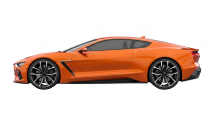 Sleek orange sports car side profile dynamic design modern automotive exterior view