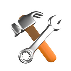 hammer and screwdriver 3D cartoon