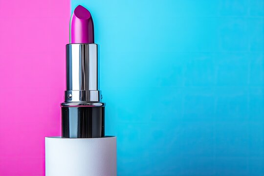 Magenta lipstick on a vibrant color background