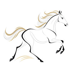 Obraz premium Graceful horse running in minimal style, featuring clean lines and elegant curves, captures sense of freedom and movement. design is sleek and dynamic