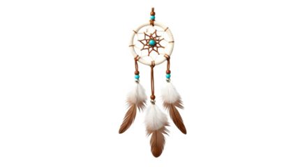 Dream catcher isolated on transparent background is a handmade craft believed to filter dreams, letting only good ones pass through the sleeper