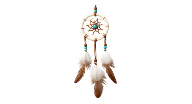 Dream catcher isolated on transparent background is a handmade craft believed to filter dreams, letting only good ones pass through the sleeper