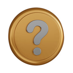 Notification 3d icon coin with question mark symbol