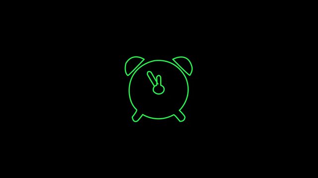 Glowing neon time allocation icon isolated on black background. HD Video motion graphic animation