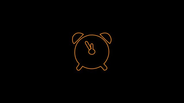 Glowing neon time allocation icon isolated on black background. HD Video motion graphic animation