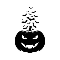 Halloween Jack-o'-lantern and Bats