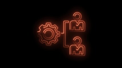 Glowing neon digital transformation with gear and people icons showing process optimization - Powered by Adobe