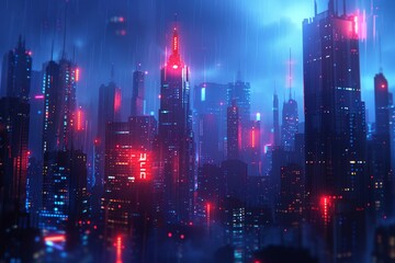 Futuristic background with blue holographic lights and flowing data streams for tech enthusiasts