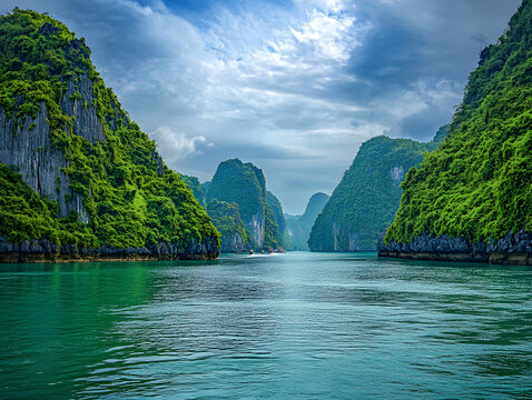 Limestone karsts and emerald waters of halong bay, vietnam