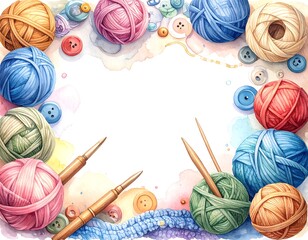 Watercolor yarn and button border