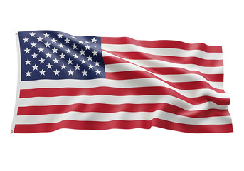 Fototapeta premium Waving american flag isolated on transparent background, symbol of the united states