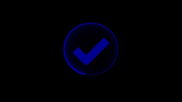 tik mark, Success, accepted. Neon 4K Check mark symbols on black background.