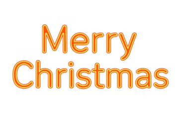 Merry christmas text greeting with orange outline typography