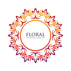 Modern Decorative Floral Circle Frame Ornament with Abstract Leaf Detail