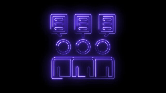 Neon style collaboration teamwork concept animation showing business cooperation or team building