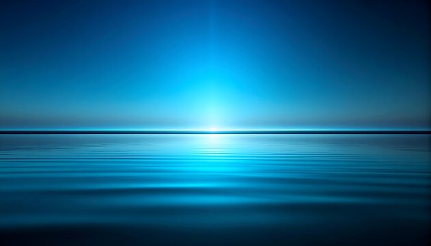 Tranquil blue sunrise over calm water - Powered by Adobe